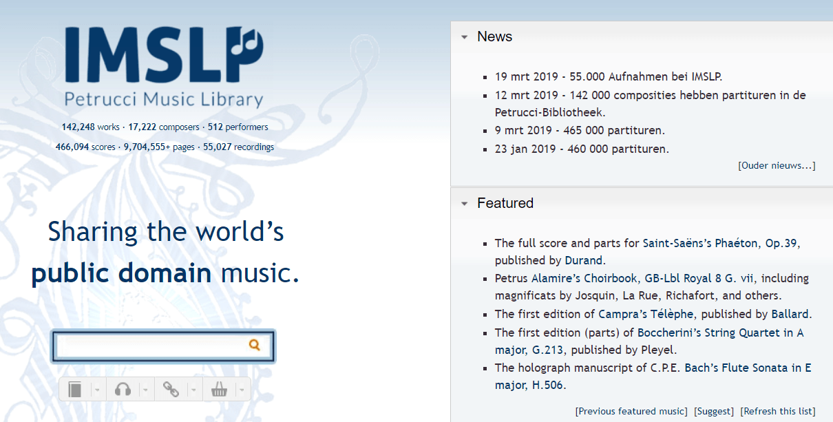 IMSLP, gratis piano bladmuziek